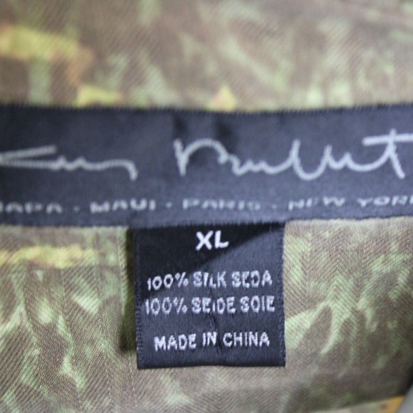 100% Silk Button Front Casual Button Down Dog - Picture 7 of 7